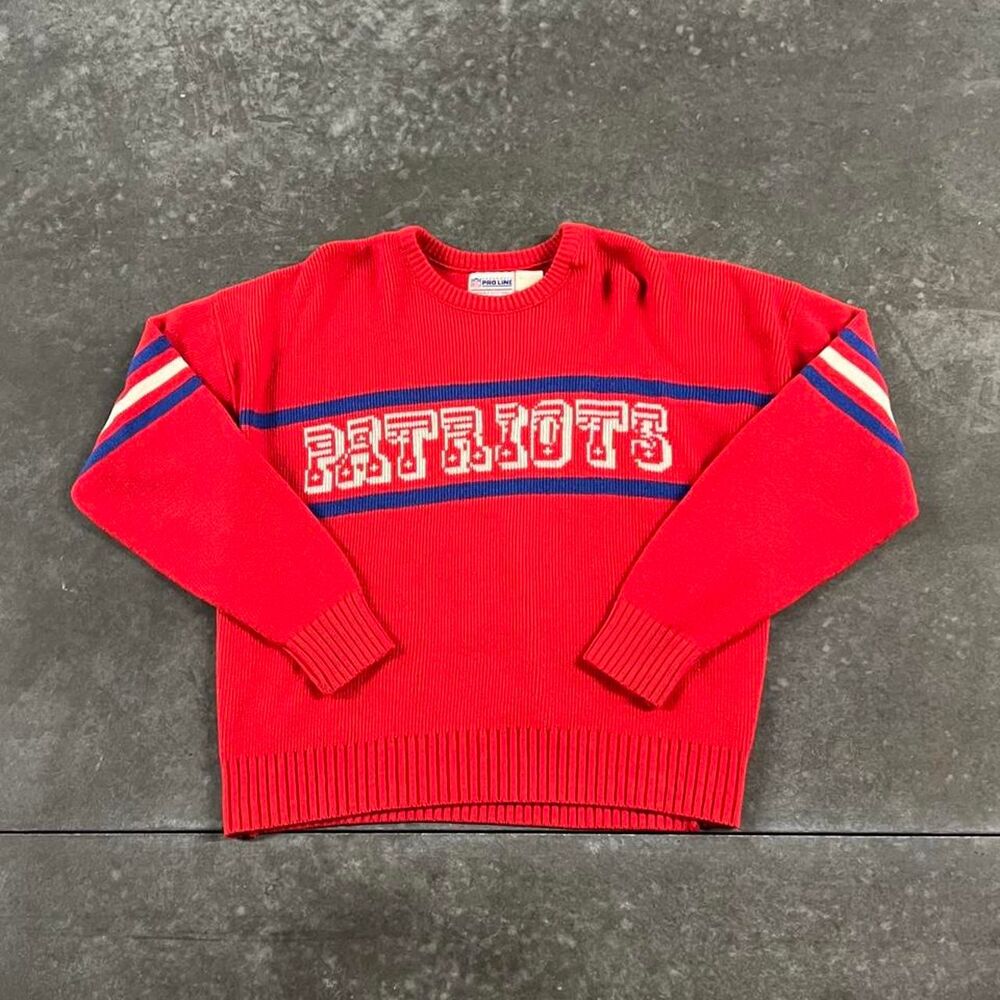 True Vintage 80s NFL Pro Line New England Patriots Red Knit Sweater